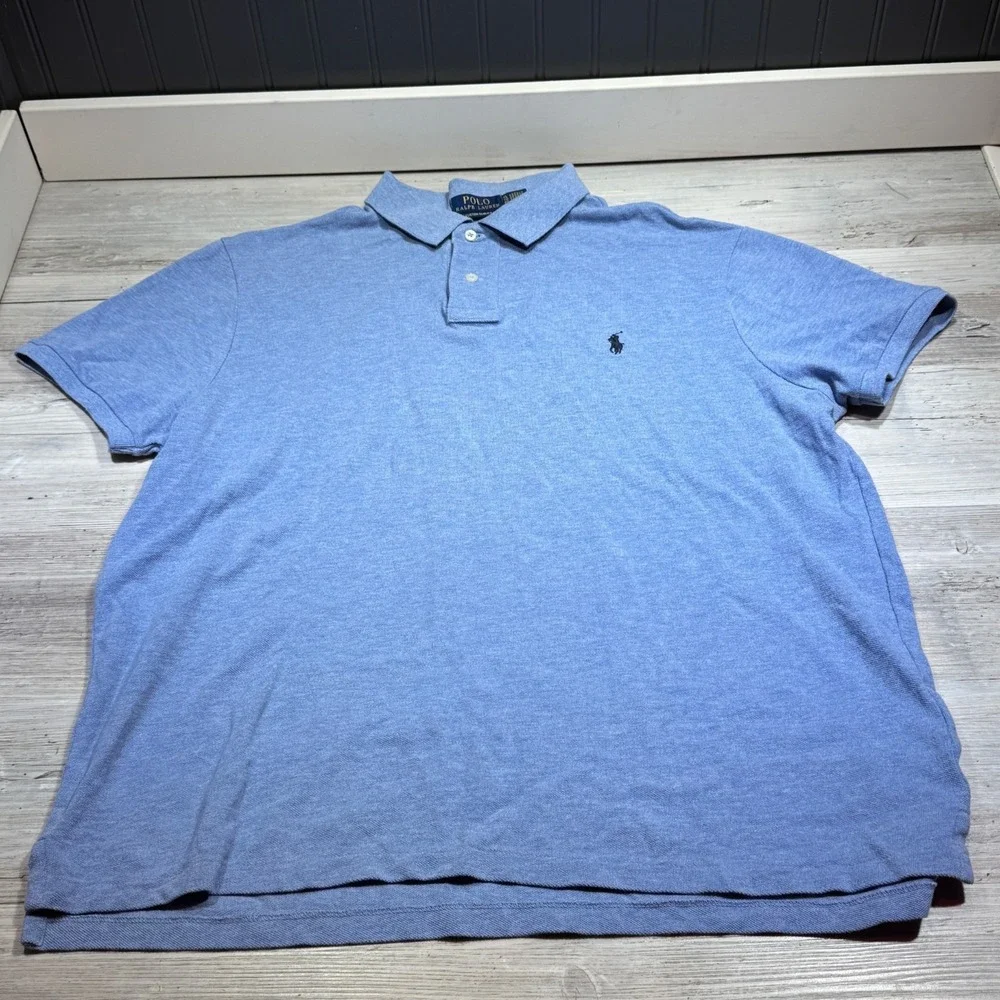 Polo Ralph Lauren Polo Shirt Men's Sz XL Blue Custom‎ Slim Fit Short Sleeve